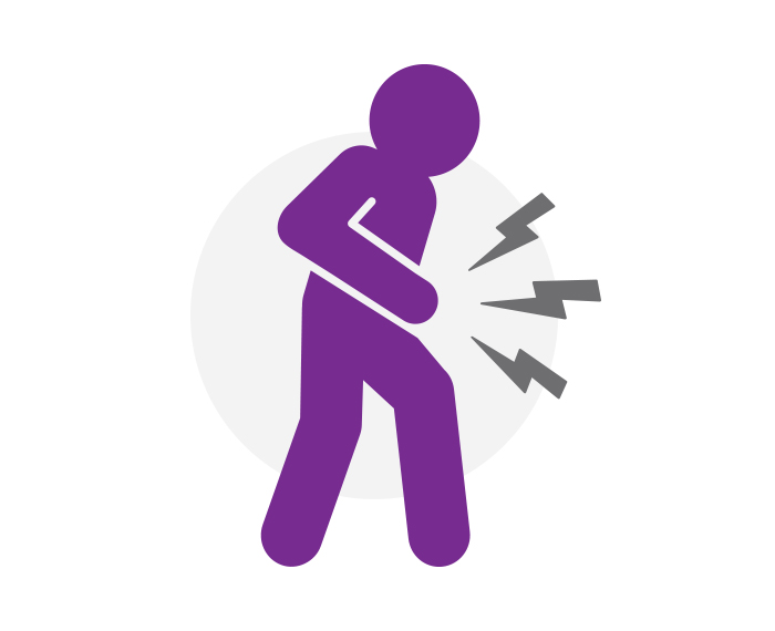 Icon of patient walking with abdominal pain