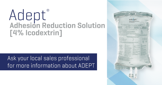 Image of Adept solution in a bag next to Adept logo