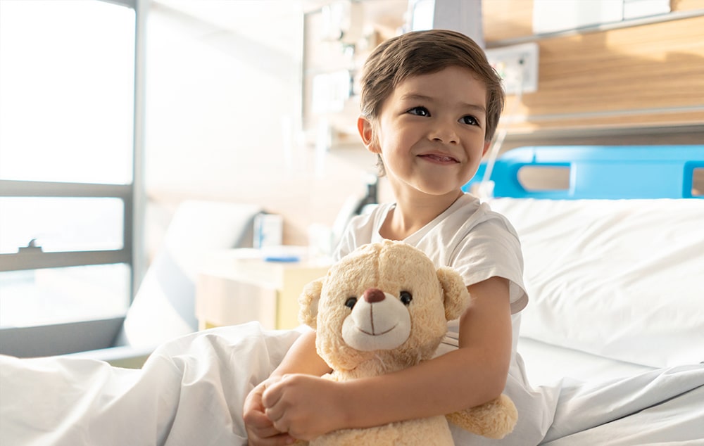 Child in a hospital bed